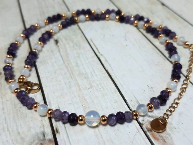 Colier Choker din Ametist si Opalit