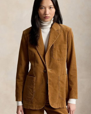 Polo Ralph Lauren sacou cu un singur rând de nasturi pentru femei cu bumbac