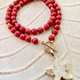 Colier Coral rosu & stea coral fosil