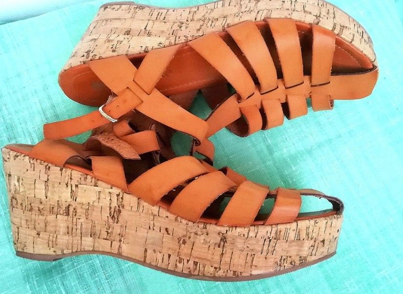 sandale din piele naturala cu platforma , Nature Breeze , 40