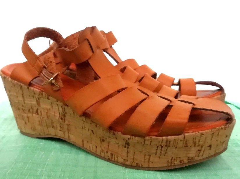 sandale din piele naturala cu platforma , Nature Breeze , 40