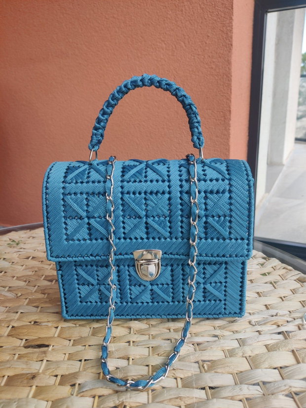Geanta handmade albastru marin