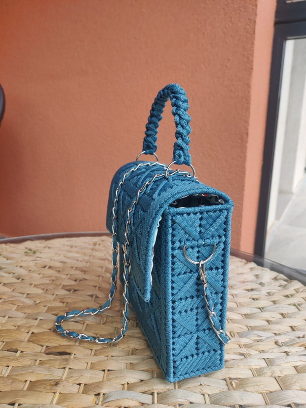 Geanta handmade albastru marin