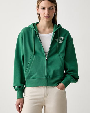Tommy Hilfiger hanorac cu glugă pentru femei cu bumbac