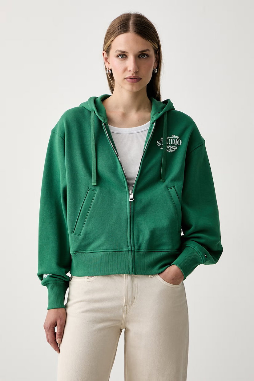 Tommy Hilfiger hanorac cu glugă pentru femei cu bumbac