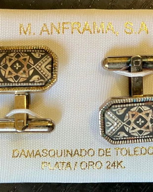 Butoni Vintage Argint și Aur 24K Damasquinado de Toledo - M. Anframa
