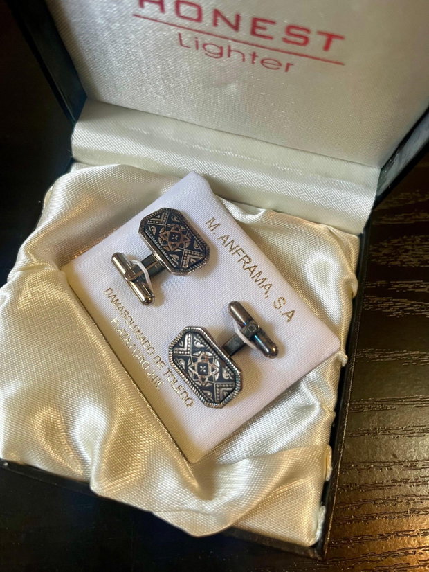 Butoni Vintage Argint și Aur 24K Damasquinado de Toledo - M. Anframa