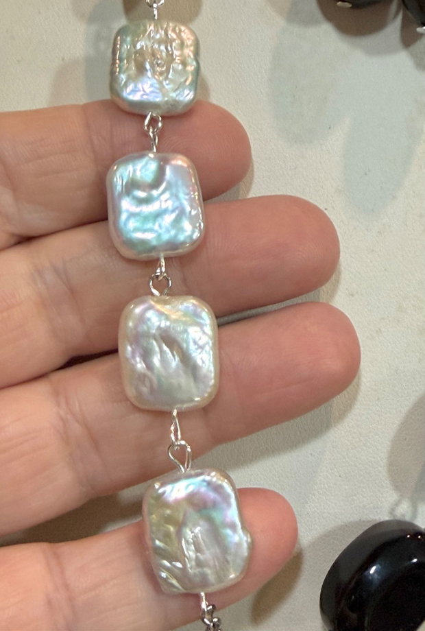 SET~DAY & NIGHT~ perle de cultura ,agate,accesorii argintate,inox