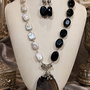 SET~DAY & NIGHT~ perle de cultura ,agate,accesorii argintate,inox