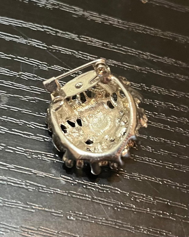 Broșă Vintage Cluster Autentică Mid-Century Anii 50-60 Strasuri Roșu-Rubiniu