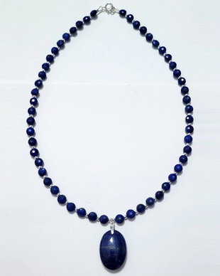 Colier argint 925 cu lapis lazuli si hematit