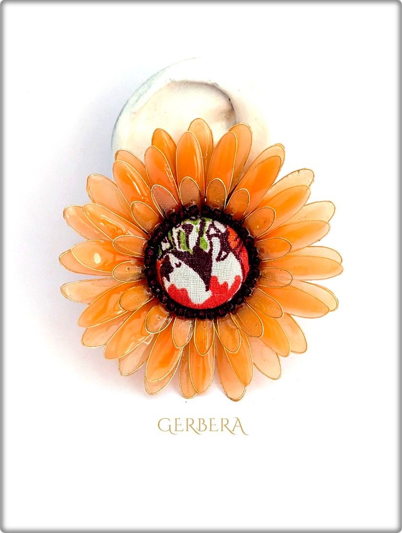 Cercei Gerbera 2 în 1 handmade, cercei statement cu sistem cuff și strasuri detașabile