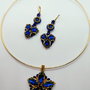 Set cu cristale albastru-cobalt