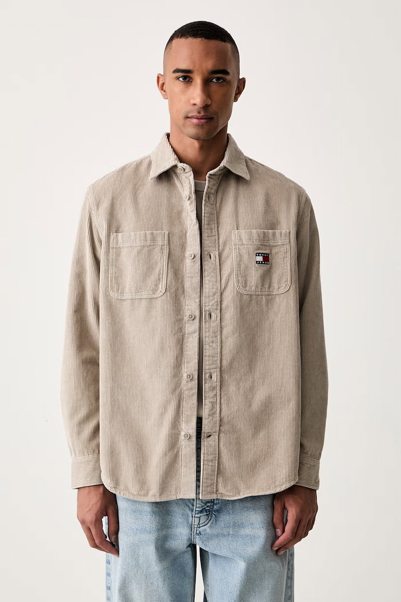 Tommy Jeans cămașă pentru bărbați din catifea reiată