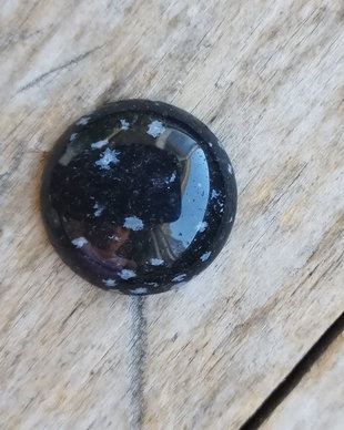 Cabochon obsidian "Fulg de nea", 25 mm