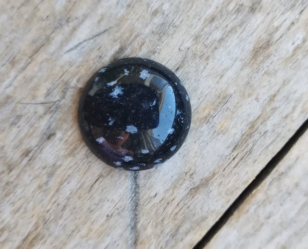 Cabochon obsidian "Fulg de nea", 25 mm