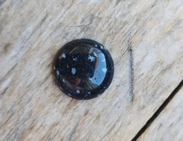 Cabochon obsidian "Fulg de nea", 25 mm