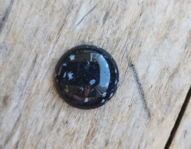 Cabochon obsidian "Fulg de nea", 25 mm