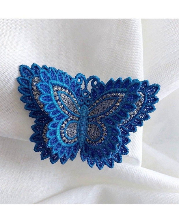 Brosa Fluture Albastru Dublu