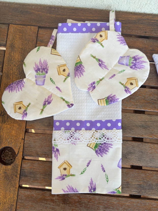 Set handmade pentru bucătărie   prosop și suporturi pentru vase fierbinți