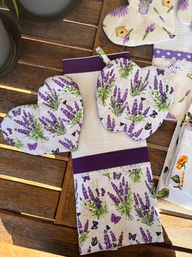 Set handmade pentru bucătărie   prosop și suporturi pentru vase fierbinți