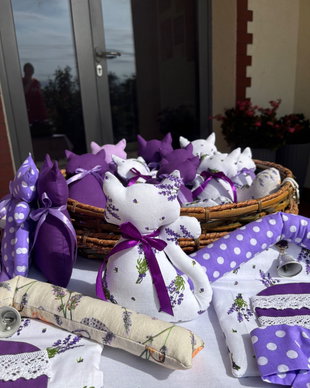 Pisicuță textilă parfumată cu lavandă  handmade