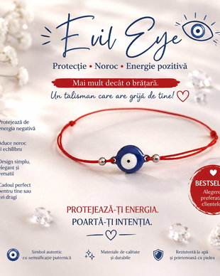 Bratara snur si link evil eye inox emailat