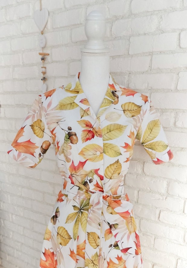 Rochie Camasa cu Revere Frunze Toamna