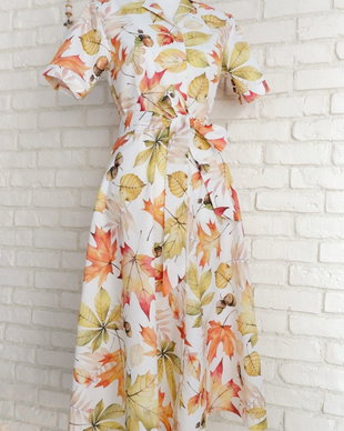 Rochie Camasa cu Revere Frunze Toamna