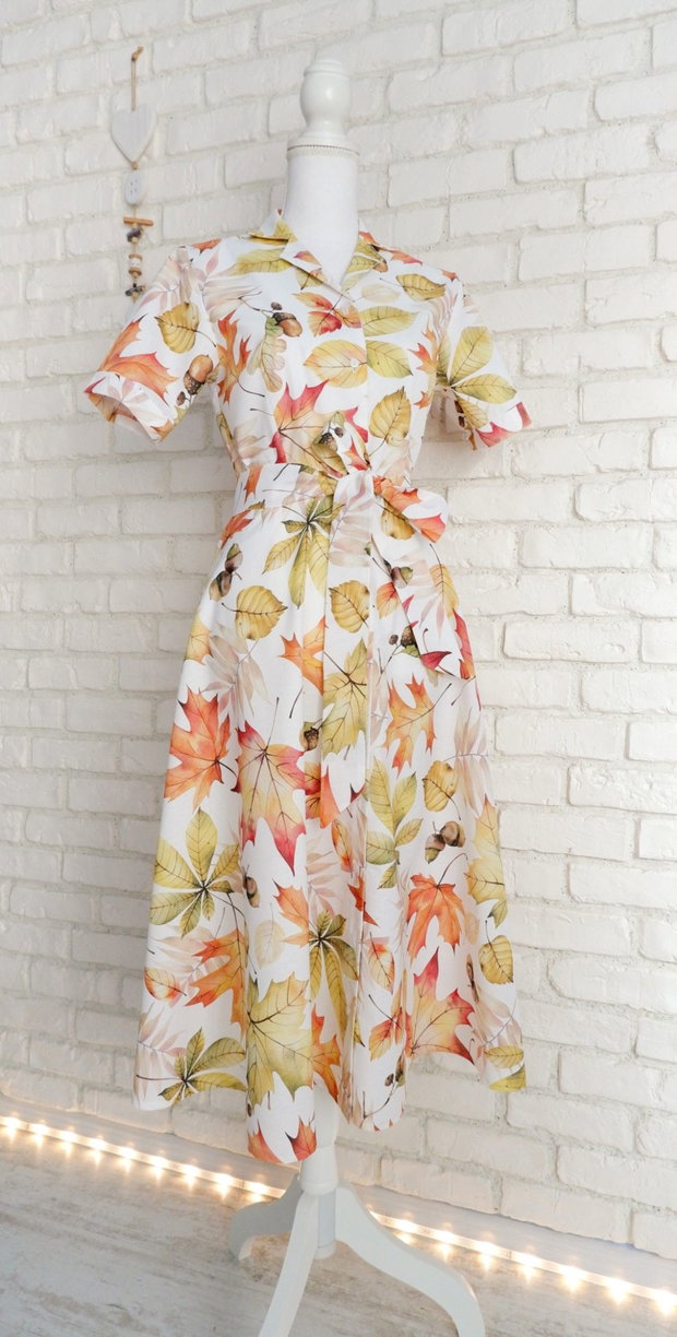Rochie Camasa cu Revere Frunze Toamna
