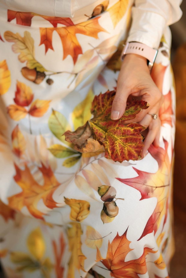 Rochie Camasa cu Revere Frunze Toamna