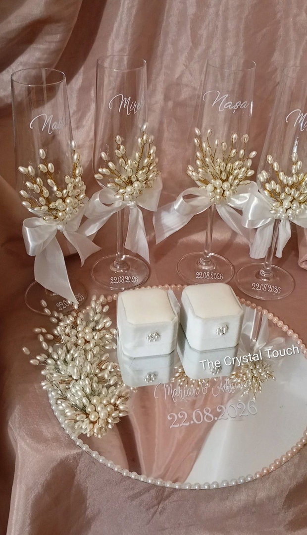 Set complet pentru nuntă personalizat alb & auriu
