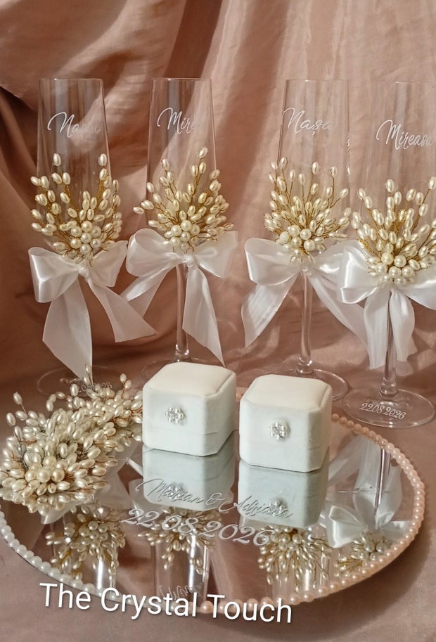 Set complet pentru nuntă personalizat alb & auriu