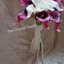 Buchet de mireasă cu cale albe și bordo, decorat cu perle  buchet handmade personalizat
