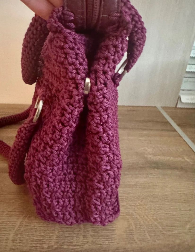 Burgundy crochet tote bag Tynadesign handmade