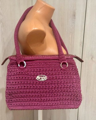 Burgundy crochet tote bag Tynadesign handmade