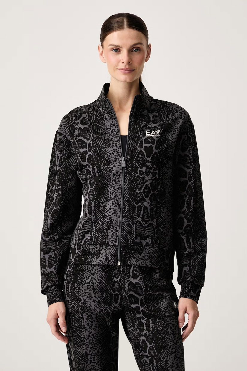 EA7 Emporio Armani hanorac cu fermoar pentru femei din bumbac cu elastan