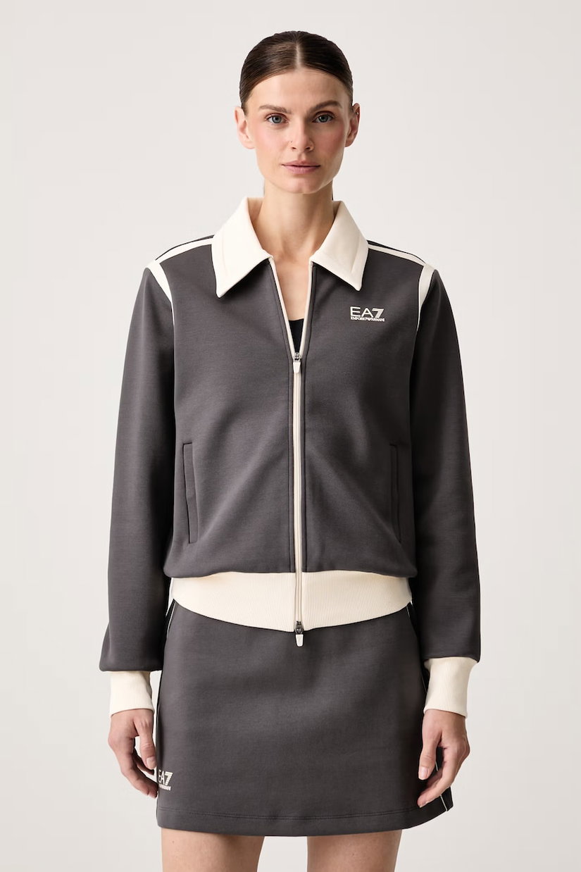 EA7 Emporio Armani hanorac cu fermoar pentru femei cu bumbac