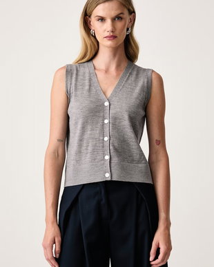 MM by Max Mara vestă pentru femei din lână MMLALBATA