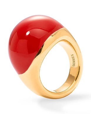 BERRIES inel pentru femei din argint placat cu aur cu email Viva BERRIES Red XL Ring