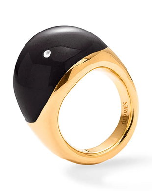 BERRIES inel pentru femei din argint placat cu aur Viva Black XL Ring