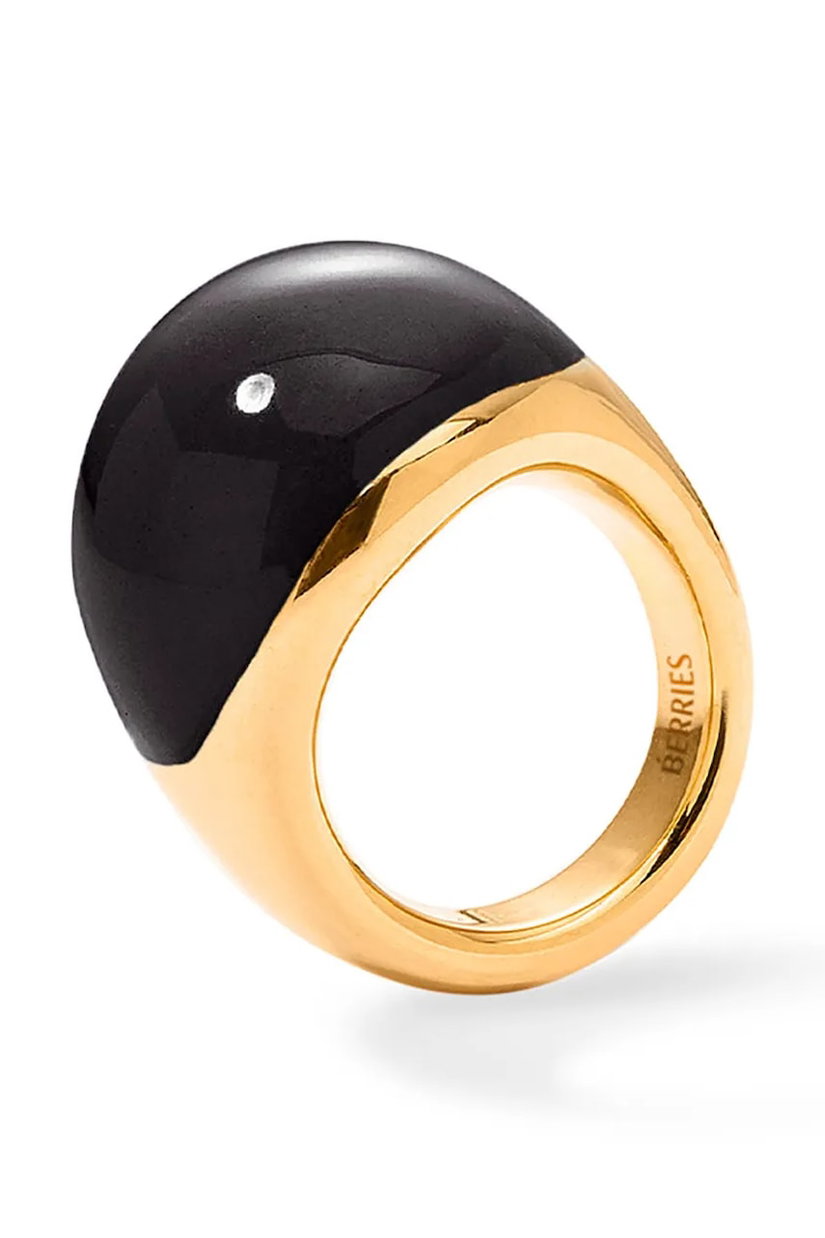 BERRIES inel pentru femei din argint placat cu aur Viva Black XL Ring
