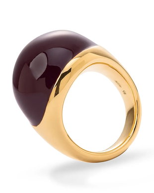 BERRIES inel pentru femei din argint placat cu aur cu email Viva Burgundy XL Ring