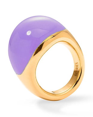 BERRIES inel pentru femei din argint placat cu aur cu email Viva Lavender XL Ring