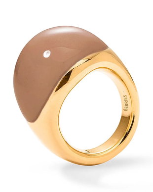 BERRIES inel pentru femei placat cu aur email Viva Mocha Mousse XL Ring