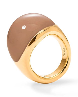 BERRIES inel pentru femei din argint placat cu aur cu email Viva Mocha Mousse XL Ring