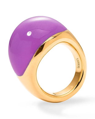 BERRIES inel pentru femei din argint placat cu aur cu email Viva Orchid XL Ring