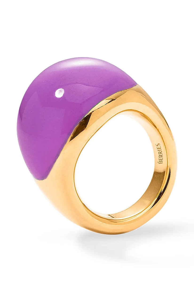 BERRIES inel pentru femei din argint placat cu aur cu email Viva Orchid XL Ring