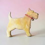 Brosa din portelan pictata manual terrier