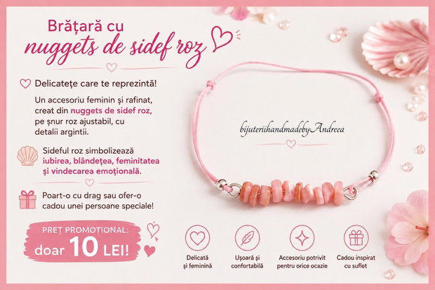Bratara snur si sidef nuggets